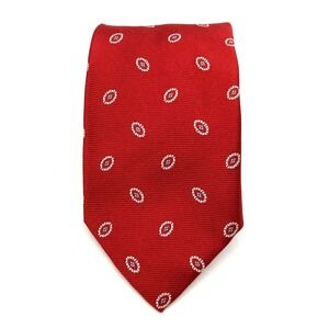 Brooks Brothers 346 Red Silk Tie Made in USA 3.5" Wide White Oval Pattern Power